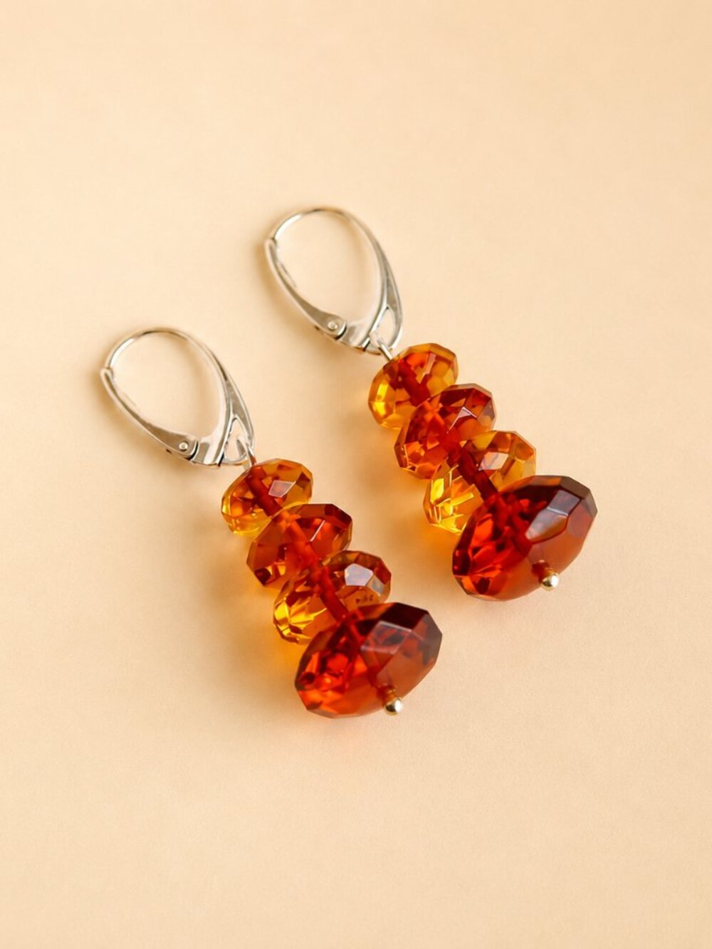 Baltic Amber Drop Earrings In Sterling Silver